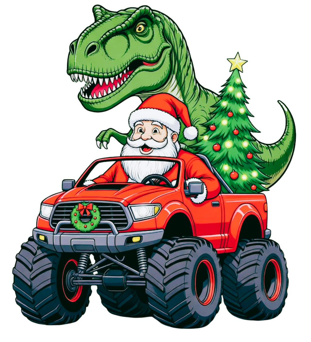 Kids Christmas Santa and T-Rex