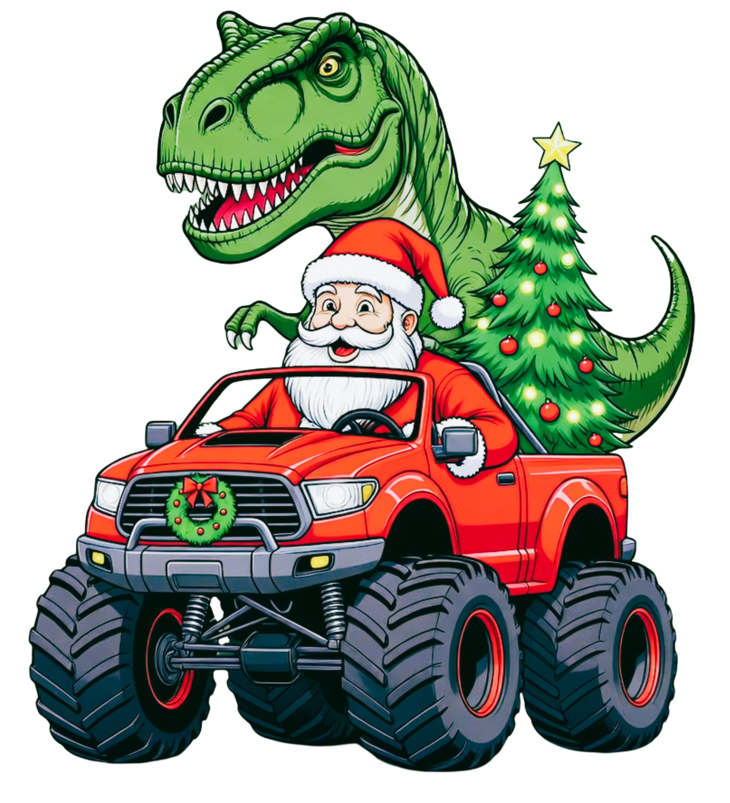 Kids Christmas Santa and T-Rex